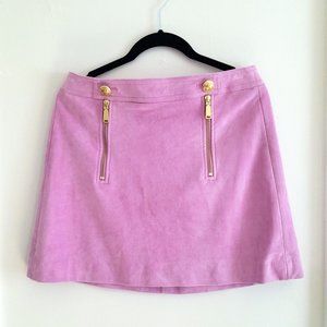 Express Pink Faux Suede Mini Skirt Size 6 with Gold Accents